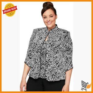 Plus Size Glitter Knit Twinset with 3/4 Sleeve Jacket and Cami